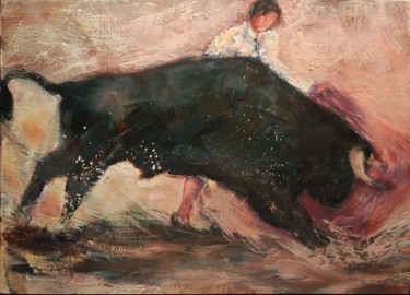 绘画 标题为“Le taureau en colère” 由Philippe Jamin, 原创艺术品, 油