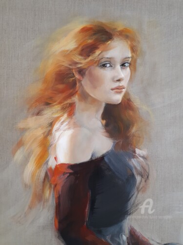Peinture intitulée "Lady Emiliane (déta…" par Sylvie Vernageau, Œuvre d'art originale, Huile
