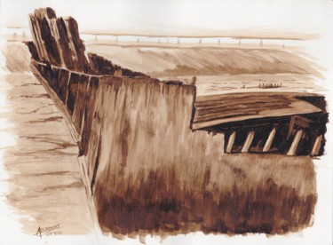 Painting titled "épave #artistsuppor…" by Alain Elshocht, Original Artwork, Pigments
