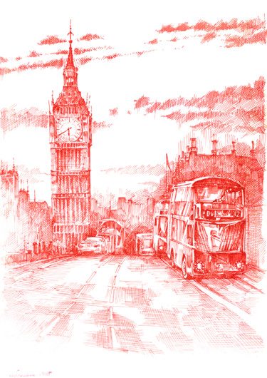 제목이 "London in Red"인 그림 Aleksandr Petrunin로, 원작