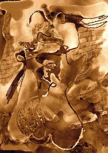 Malarstwo zatytułowany „Erotyk2 sepia” autorstwa Małgorzata Krasucka, Oryginalna praca, Collagraphy