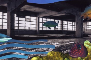 Collages intitulée "Aquarium 3/3 (Ciném…" par Boyfred, Œuvre d'art originale, Collages