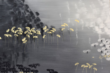 Painting titled "Lilies in Gold (ser…" by Faye Zxz, Original Artwork, Oil