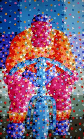Peinture intitulée "LE CYCLISTE" par Alain Vistosi, Œuvre d'art originale