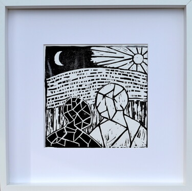 Prenten & gravures getiteld "métapsychique nuit…" door Christophe Carmellino, Origineel Kunstwerk, Linosnede