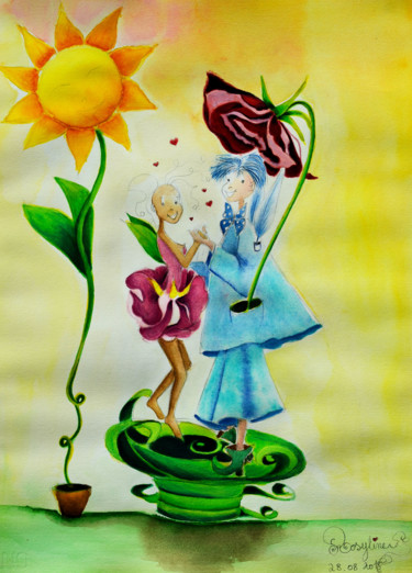 Peinture intitulée "le chapeau du poète" par Rosyline, Œuvre d'art originale