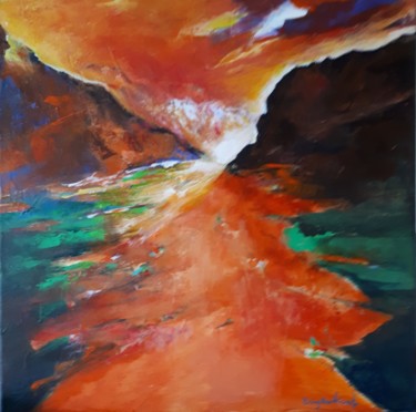 MONTAGNES-8-2018-acrylique-40x40.jpg Painting titled "MONTAGNES-8-2018-ac…" by Brigitte Krief, Original Artwork, Acrylic Mounted on Wood Stretcher frame