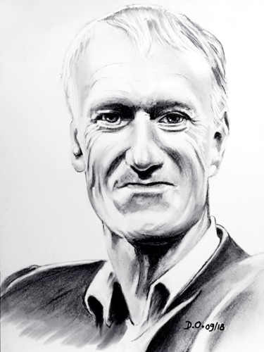 Dibujo titulada "Didier Deschamps" por Dominique Obry, Obra de arte original, Grafito