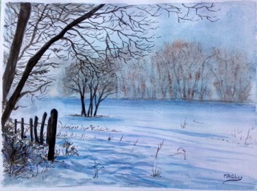 Peinture intitulée "Neige et lumière" par Marian Cobos, Œuvre d'art originale, Aquarelle