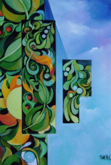 Painting titled "morceaux de nature" by Martine Woellet, Original Artwork, Oil