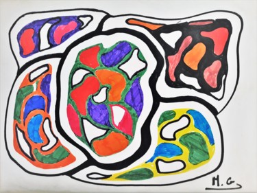 Dessin intitulée "L'insousciance" par Myriam Gylon, Œuvre d'art originale, Marqueur