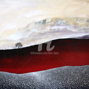 Painting titled "Terre rouge et lumi…" by Henri Ibara, Original Artwork, Acrylic