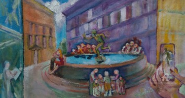 Comment ils fout regardez un fontana a Wienna Peinture intitulée "Comment ils fout re…" par Slobodan Spasojevic (Spaki), Œuvre d'art originale, Huile