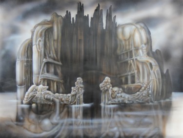 Peinture intitulée "L'île des morts" par Laurent Brizzi, Œuvre d'art originale, Acrylique
