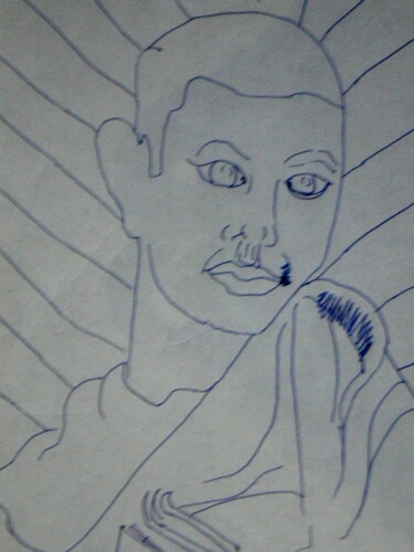 Dessin intitulée "Bodhisattva" par Gilles Piquereau, Œuvre d'art originale, Stylo à bille