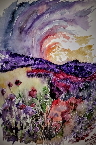 Malerei mit dem Titel "Catch the rainbow" von Benny Smet, Original-Kunstwerk, Aquarell