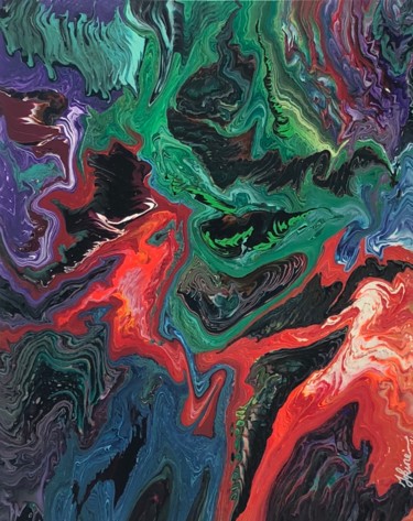Peinture intitulée "Kaléidoscope" par Hkine, Œuvre d'art originale, Acrylique