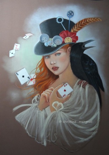 제목이 "la dernière carte"인 미술작품 Christine Mergnat로, 원작, 파스텔