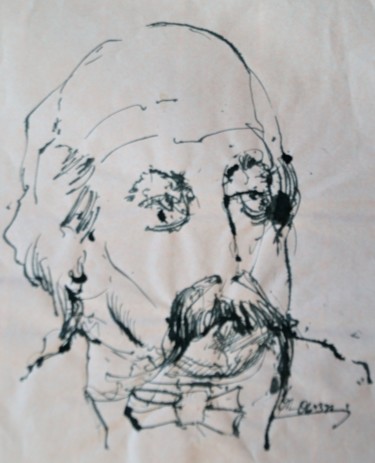 Flaubert Zeichnungen mit dem Titel "Flaubert" von Stephan Rodriguez Warnemünde, Original-Kunstwerk, Tinte