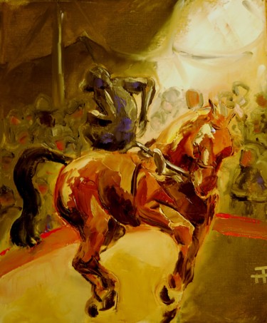 Painting titled "Singe voltigeur" by Thierry Faure, Original Artwork, Oil