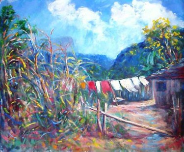 Painting titled "O Ipê amarelo" by Aldo Luiz De Paula Fonseca, Original Artwork, Oil