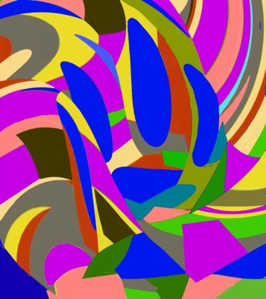 Digital Arts titled "Blue Leaves in supe…" by Peter Jalesh, Original Artwork, Digital Painting