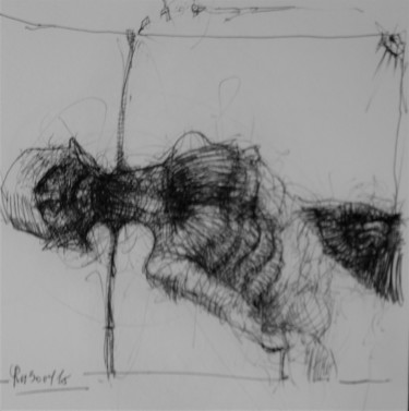 图画 标题为“Schmerzensmann (4)” 由Stephan Rodriguez Warnemünde, 原创艺术品, 圆珠笔