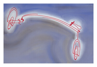 Peinture intitulée "bicycle 120x80cm 19…" par Dek, Œuvre d'art originale, Acrylique Monté sur Autre panneau rigide
