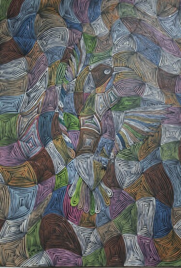 Peinture intitulée "Oiseau migrateur" par Hicham Touarass, Œuvre d'art originale, Huile