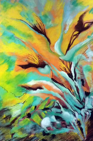 Peinture intitulée "avec-l'automne.jpg" par Claudette Allosio, Œuvre d'art originale, Pastel