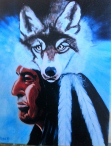 Peinture intitulée "indien.jpg" par Josy Chatain, Œuvre d'art originale