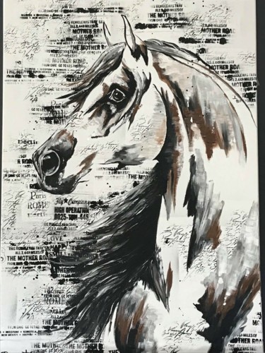 Peinture intitulée "Cheval" par Fabienne Dagnet, Œuvre d'art originale, Acrylique