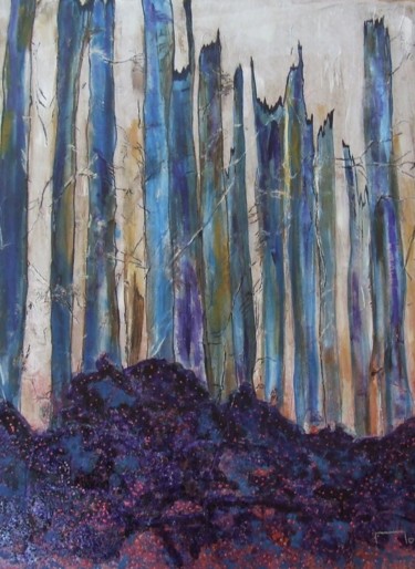 绘画 标题为“les arbres bleus” 由Monik Guevel, 原创艺术品