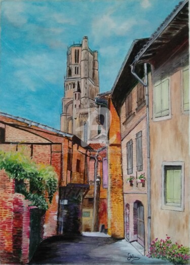 Peinture intitulée "Dans les rues d'Albi" par Isabelle Lucas, Œuvre d'art originale, Huile