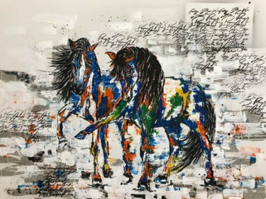 Peinture intitulée "Cheval dansant" par Fabienne Dagnet, Œuvre d'art originale, Acrylique