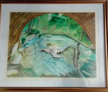 Painting titled "" L' Huveaune "" by Sylvie Etienne, Original Artwork, Gouache