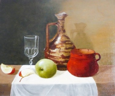 Peinture intitulée "Pichet, pot rouge,…" par Josy Chatain, Œuvre d'art originale