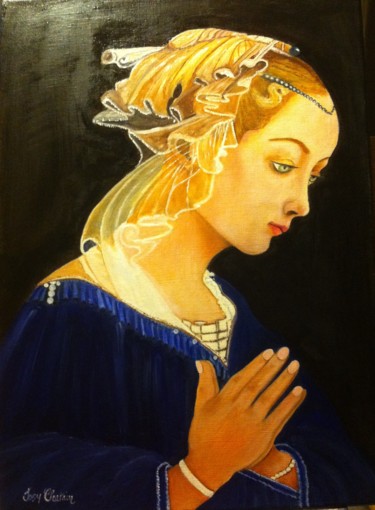 Peinture intitulée "Vierge bleue (D'apr…" par Josy Chatain, Œuvre d'art originale