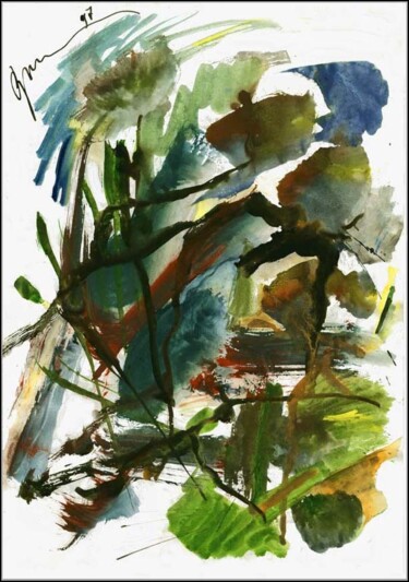 Σχέδιο με τίτλο "Landscape of free f…" από Дима Dima Вильмс Wilms (Рок-Живописец Rock-Painter), Αυθεντικά έργα τέχνης, Γκουάς