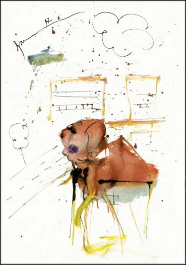Dibujo titulada "Fille Девочка Girl…" por Dima Dima Vil Ms Wilms (Rok Zivopisec Rock Painter), Obra de arte original, Gouache
