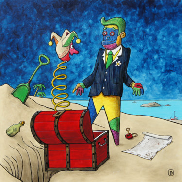 L'île au trésor Pintura titulada "L'île au trésor" por Mister Ham, Obra de arte original, Acrílico