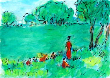 Peinture intitulée "AU VERT" par Jean Mirre, Œuvre d'art originale, Huile