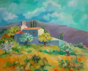 Peinture intitulée "La plaine du Vigan" par Gilles Tranier, Œuvre d'art originale