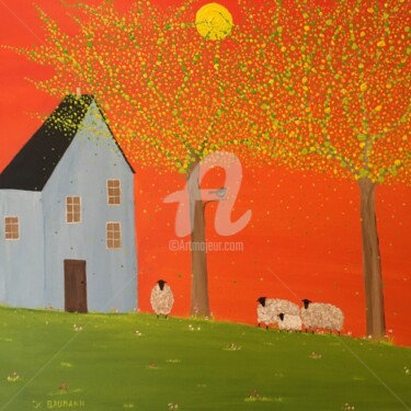 C'est une maison bleue Peinture intitulée "C'est une maison bl…" par Jo Baumann, Œuvre d'art originale, Acrylique