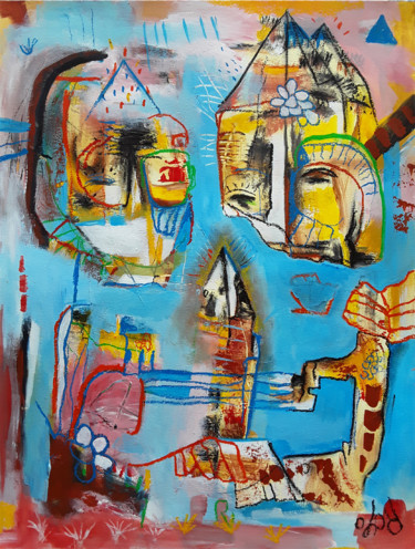 Peinture intitulée "Lémuriens" par Jean Jacques Royo, Œuvre d'art originale, Acrylique