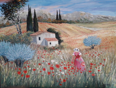 Peinture intitulée "Cueillette" par Marc Degieux, Œuvre d'art originale, Huile