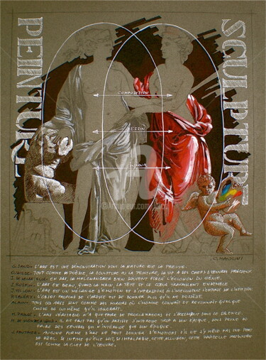 Dessin intitulée "PEINTURE & SCULPTURE" par Carlo Maiolini, Œuvre d'art originale