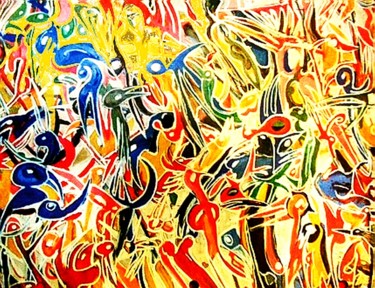 Painting titled "Birds (Size 7ft. by…" by Peter Jalesh, Original Artwork, Acrylic
