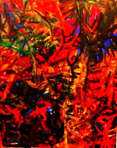 Painting titled "Fir Trees (Size 60…" by Peter Jalesh, Original Artwork, Acrylic