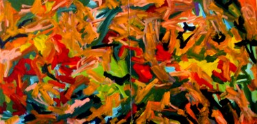 Painting titled "Flower-diptich (Siz…" by Peter Jalesh, Original Artwork, Acrylic